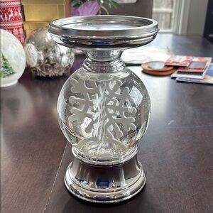 Silver Snowflake Candle Holder